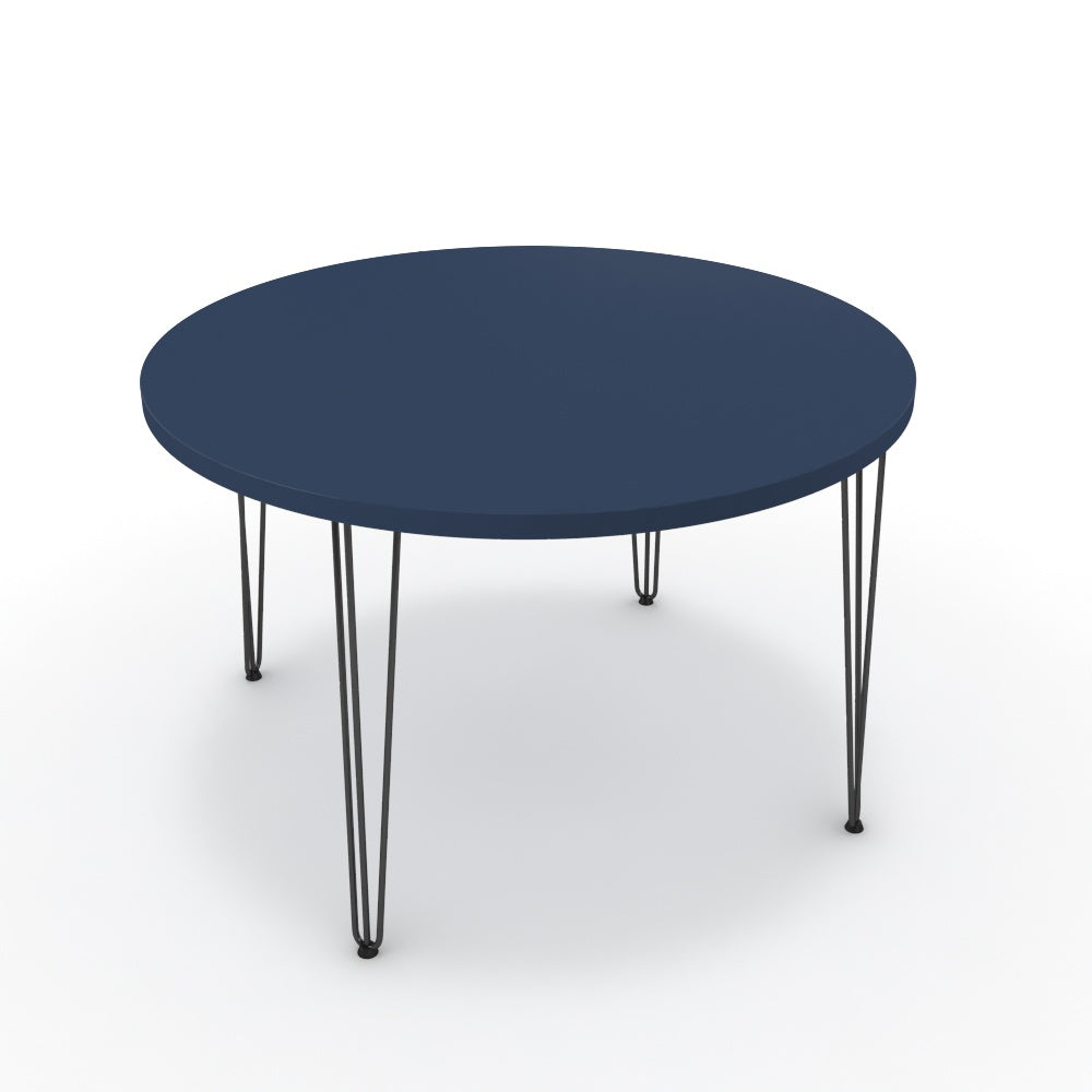 Étkezőasztal, kerek - Linga fekete lábbal - Tiroli kék, méret: 120x120