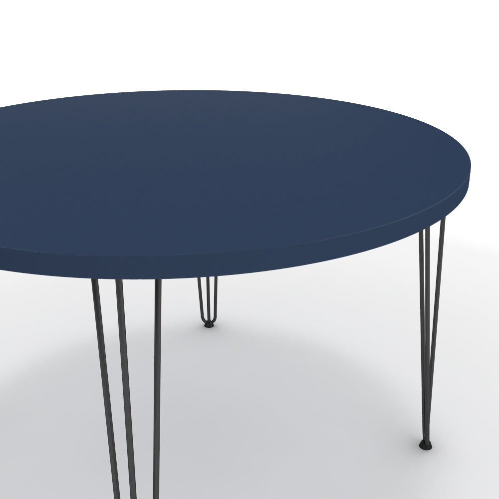 Étkezőasztal, kerek - Linga fekete lábbal - Tiroli kék, méret: 120x120