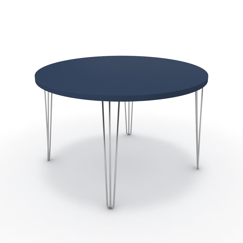 Étkezőasztal, kerek - Linga króm lábbal - Tiroli kék, méret: 120x120