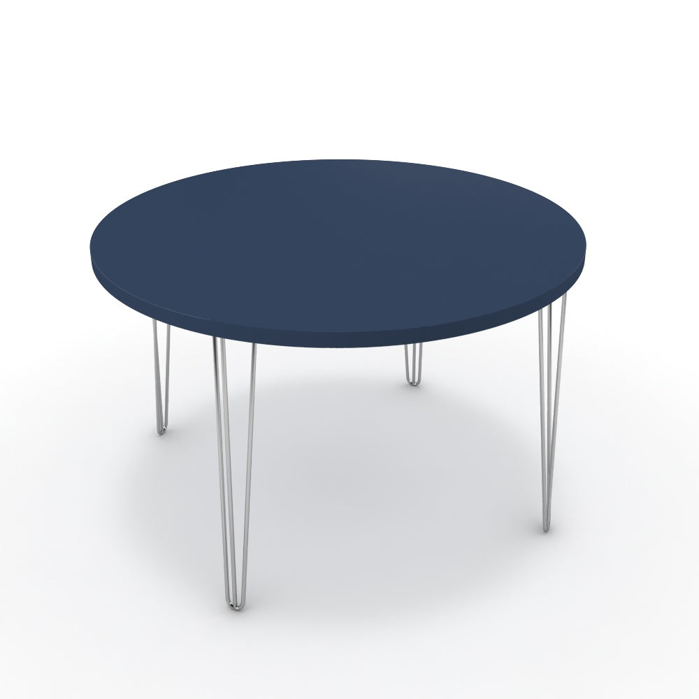 Étkezőasztal, kerek - Linga króm lábbal - Tiroli kék, méret: 120x120