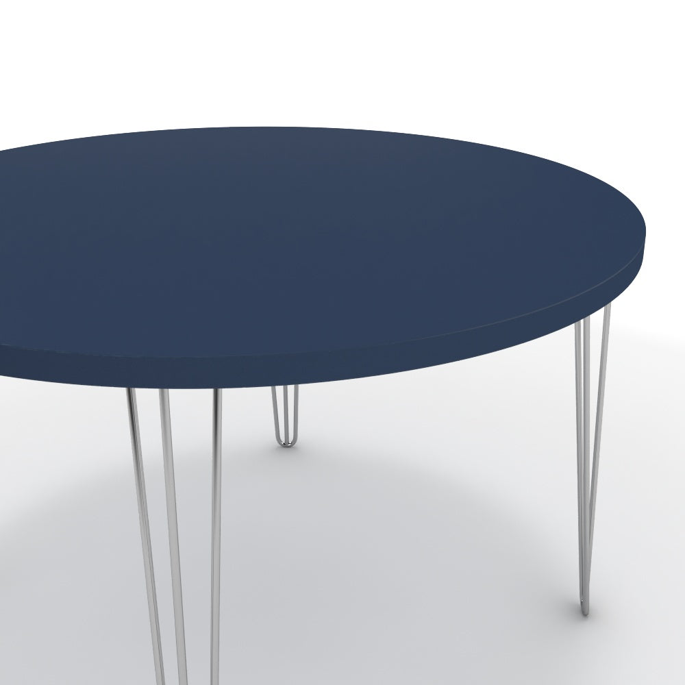 Étkezőasztal, kerek - Linga króm lábbal - Tiroli kék, méret: 120x120