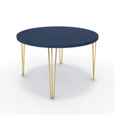 Étkezőasztal, kerek - Linga arany lábbal - Tiroli kék, méret: 120x120