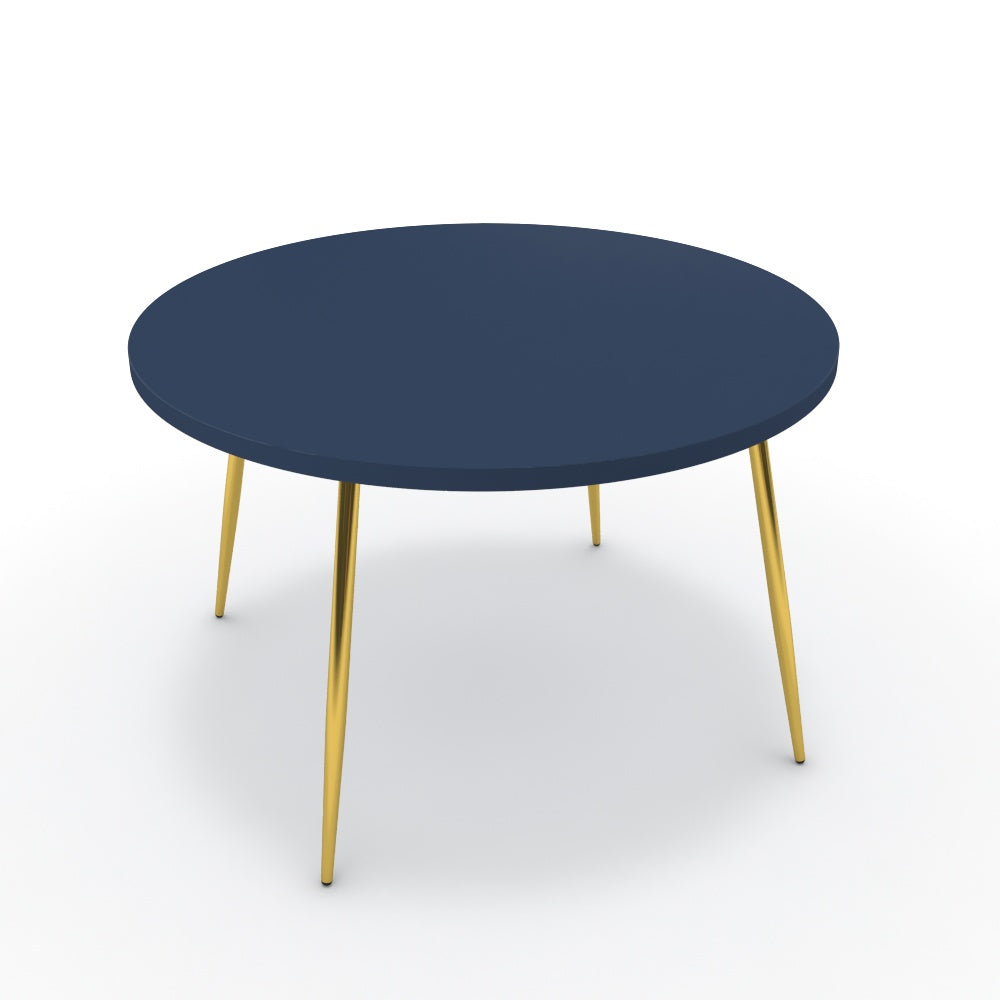 Étkezőasztal, kerek - Manu arany lábbal - Tiroli kék, méret: 120x120