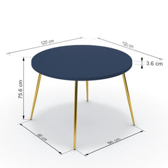 Étkezőasztal, kerek - Manu arany lábbal - Tiroli kék, méret: 120x120