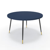 Étkezőasztal, kerek - Manu fekete és arany lábbal - Tiroli kék, méret: 120x120