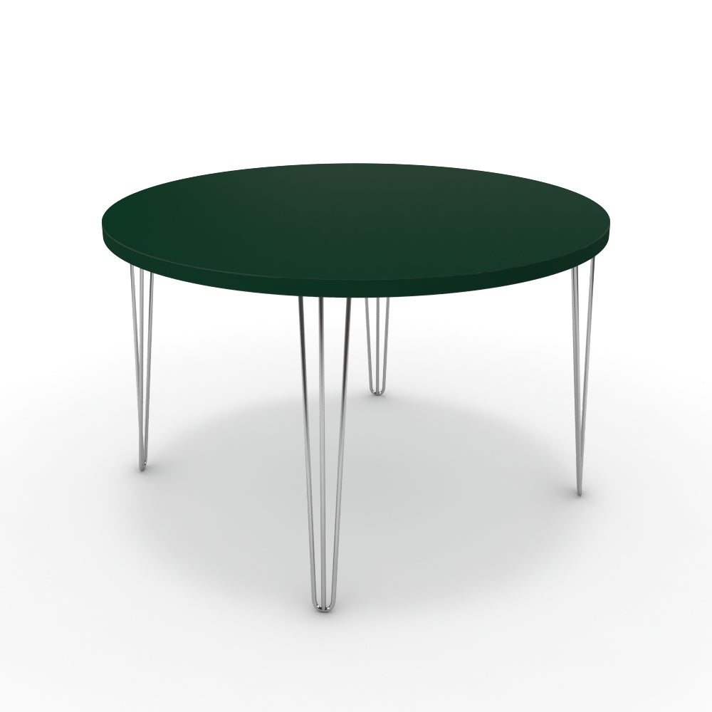 Étkezőasztal, kerek - Linga króm lábbal - Forest zöld, méret: 120x120