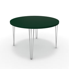Étkezőasztal, kerek - Linga króm lábbal - Forest zöld, méret: 120x120
