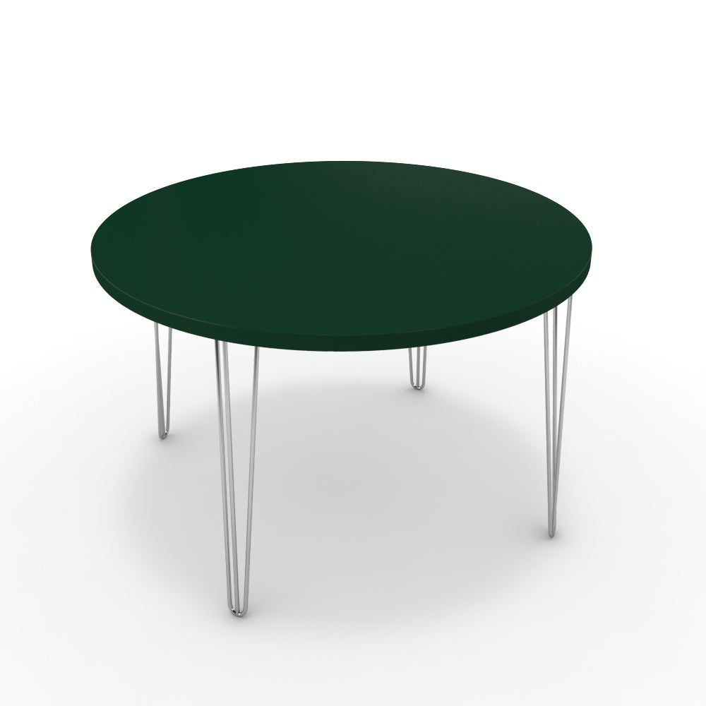 Étkezőasztal, kerek - Linga króm lábbal - Forest zöld, méret: 120x120