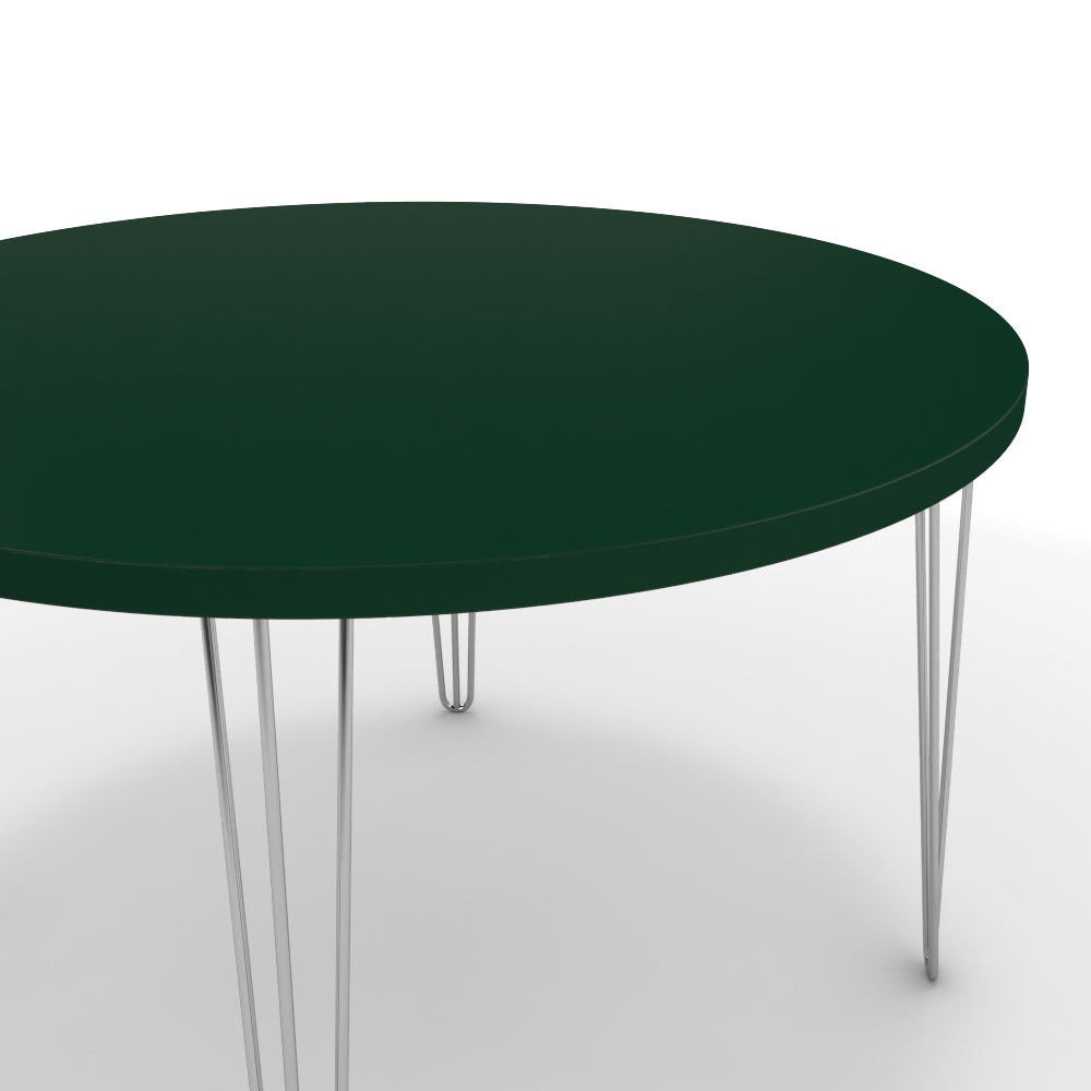Étkezőasztal, kerek - Linga króm lábbal - Forest zöld, méret: 120x120