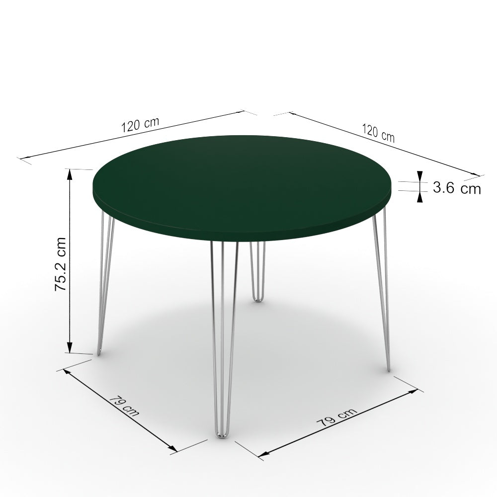 Étkezőasztal, kerek - Linga króm lábbal - Forest zöld, méret: 120x120