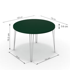 Étkezőasztal, kerek - Linga króm lábbal - Forest zöld, méret: 120x120
