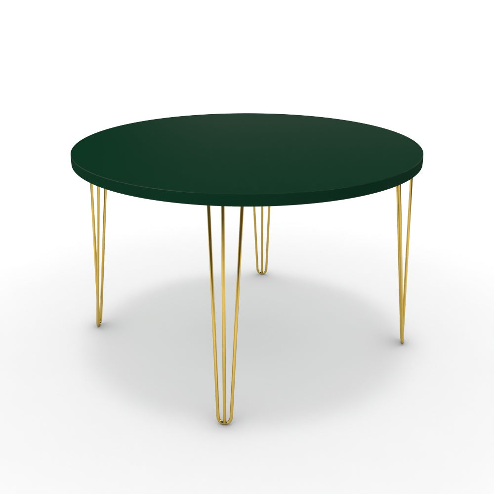 Étkezőasztal, kerek - Linga arany lábbal - Forest zöld, méret: 120x120