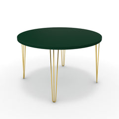 Étkezőasztal, kerek - Linga arany lábbal - Forest zöld, méret: 120x120