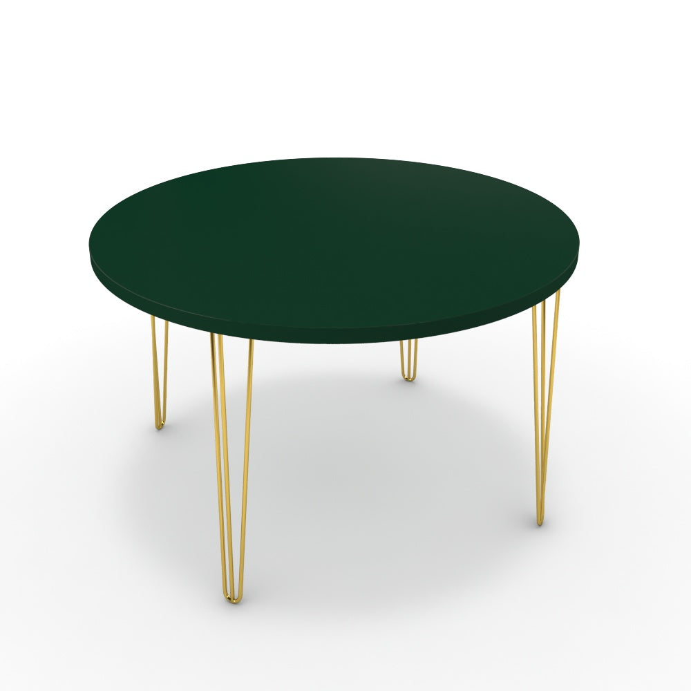 Étkezőasztal, kerek - Linga arany lábbal - Forest zöld, méret: 120x120
