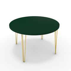 Étkezőasztal, kerek - Linga arany lábbal - Forest zöld, méret: 120x120