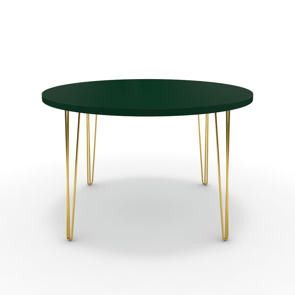 Étkezőasztal, kerek - Linga arany lábbal - Forest zöld, méret: 120x120
