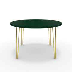 Étkezőasztal, kerek - Linga arany lábbal - Forest zöld, méret: 120x120