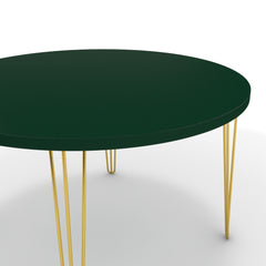 Étkezőasztal, kerek - Linga arany lábbal - Forest zöld, méret: 120x120