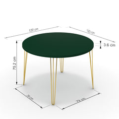 Étkezőasztal, kerek - Linga arany lábbal - Forest zöld, méret: 120x120