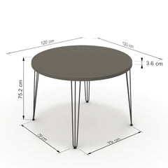 Étkezőasztal, kerek - Linga fekete lábbal - Fosszil szürke, méret: 120x120