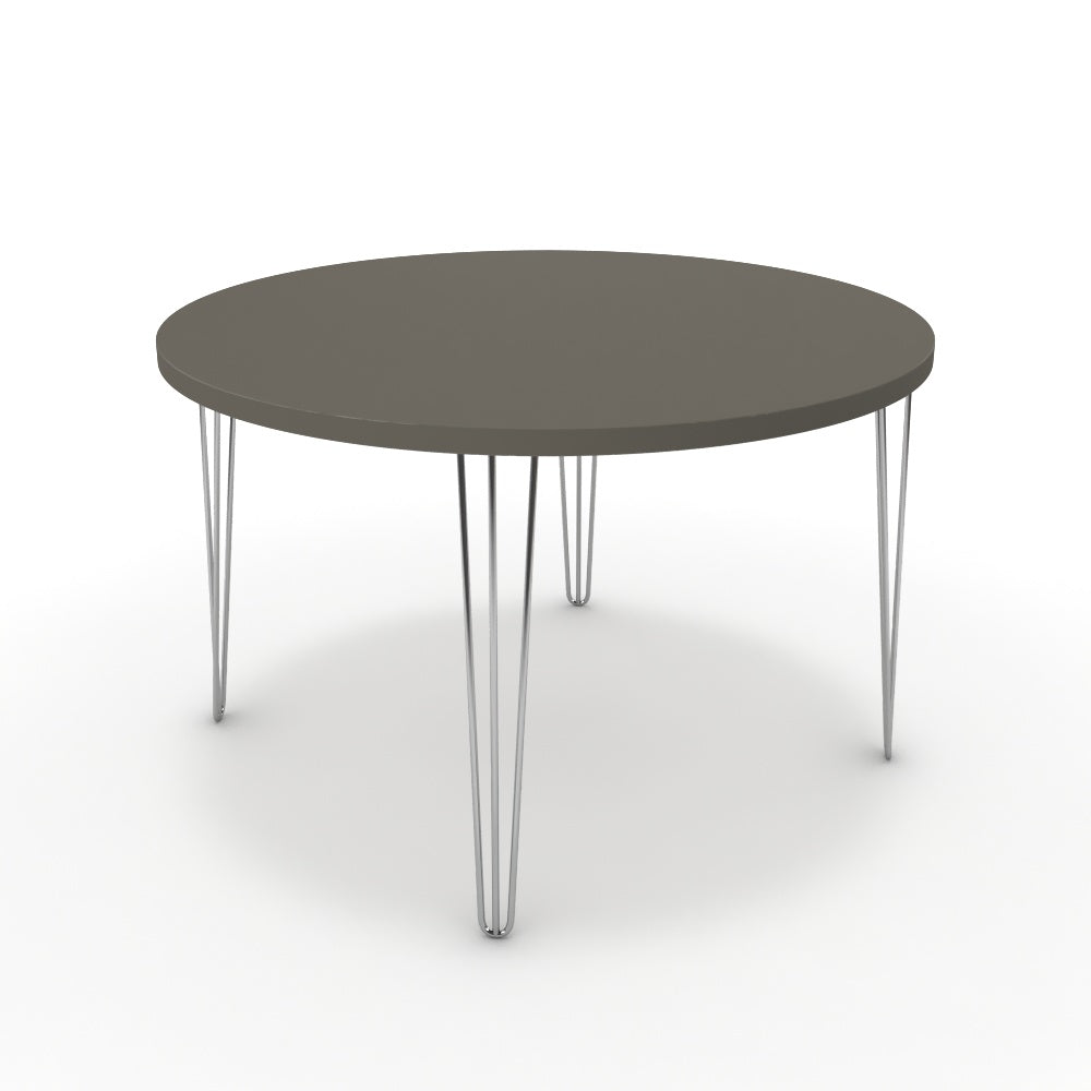 Étkezőasztal, kerek - Linga króm lábbal - Fosszil szürke, méret: 120x120