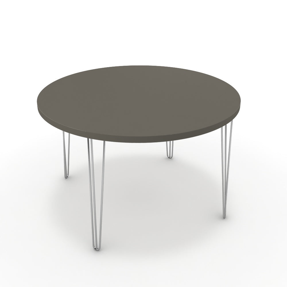 Étkezőasztal, kerek - Linga króm lábbal - Fosszil szürke, méret: 120x120