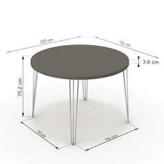 Étkezőasztal, kerek - Linga króm lábbal - Fosszil szürke, méret: 120x120