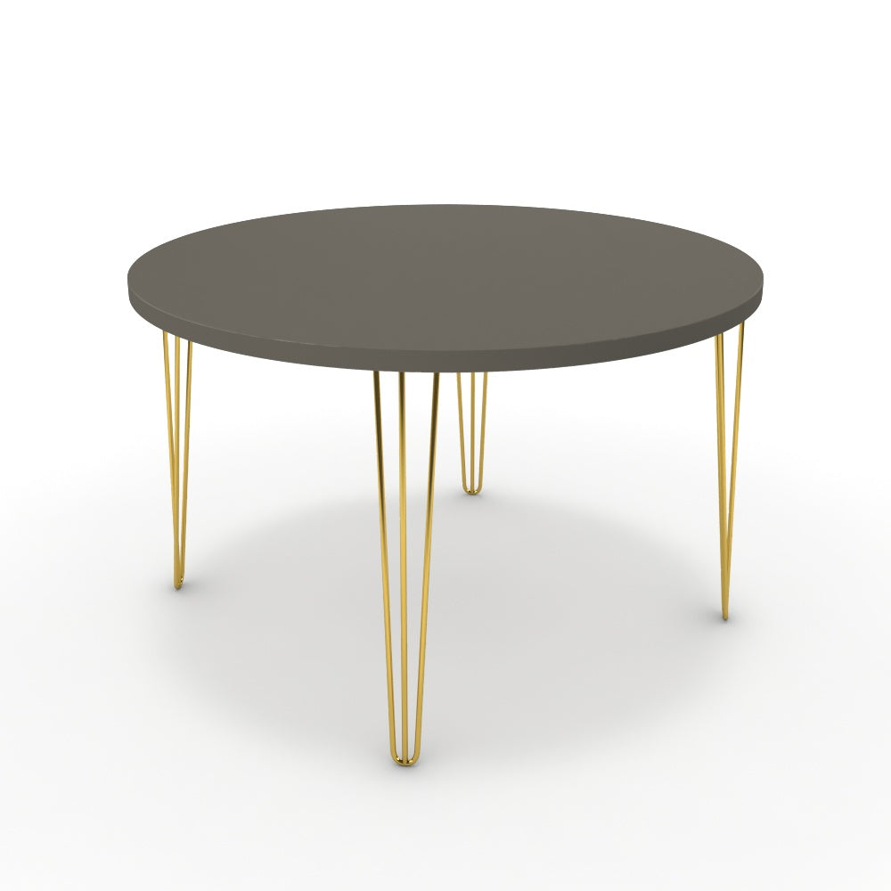 Étkezőasztal, kerek - Linga arany lábbal - Fosszil szürke, méret: 120x120