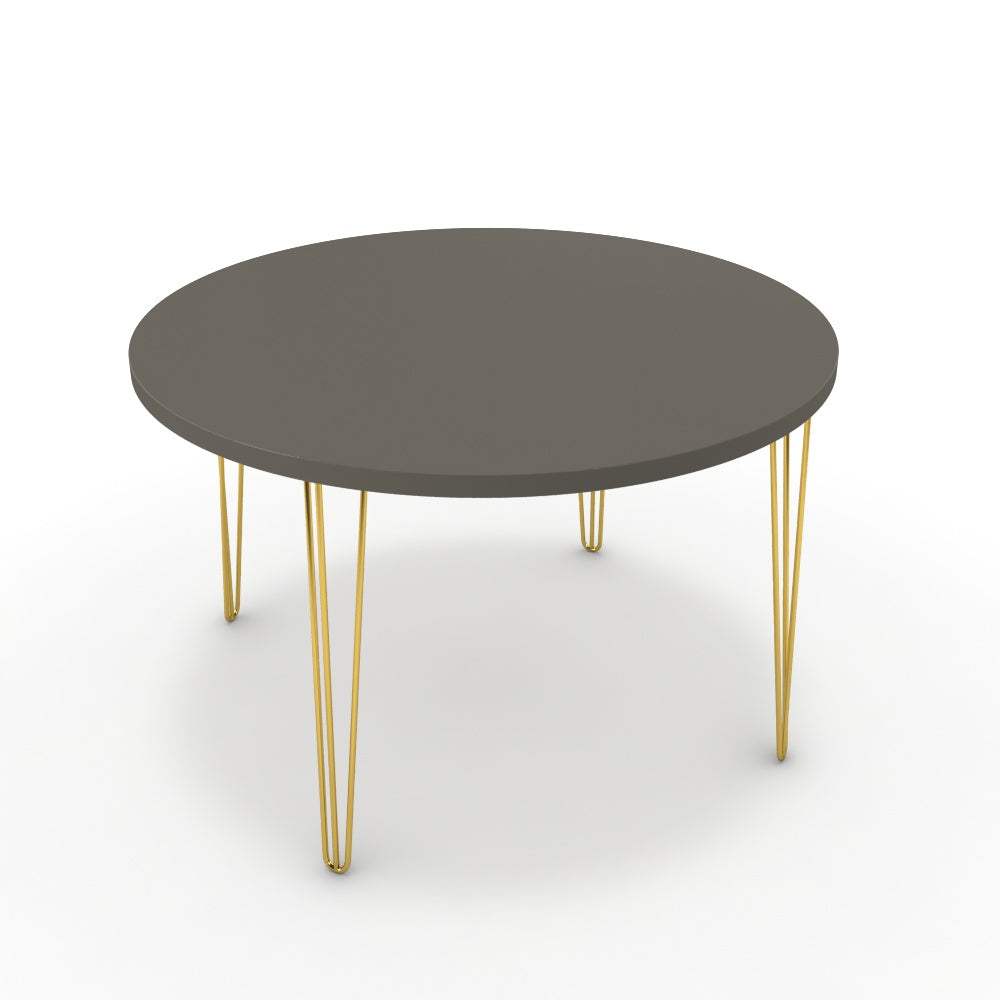 Étkezőasztal, kerek - Linga arany lábbal - Fosszil szürke, méret: 120x120