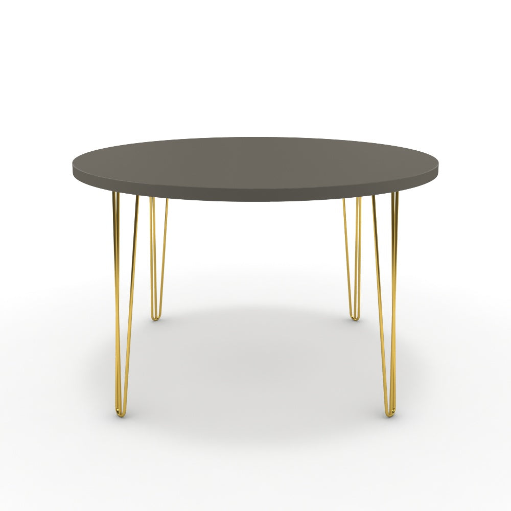 Étkezőasztal, kerek - Linga arany lábbal - Fosszil szürke, méret: 120x120