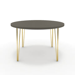 Étkezőasztal, kerek - Linga arany lábbal - Fosszil szürke, méret: 120x120