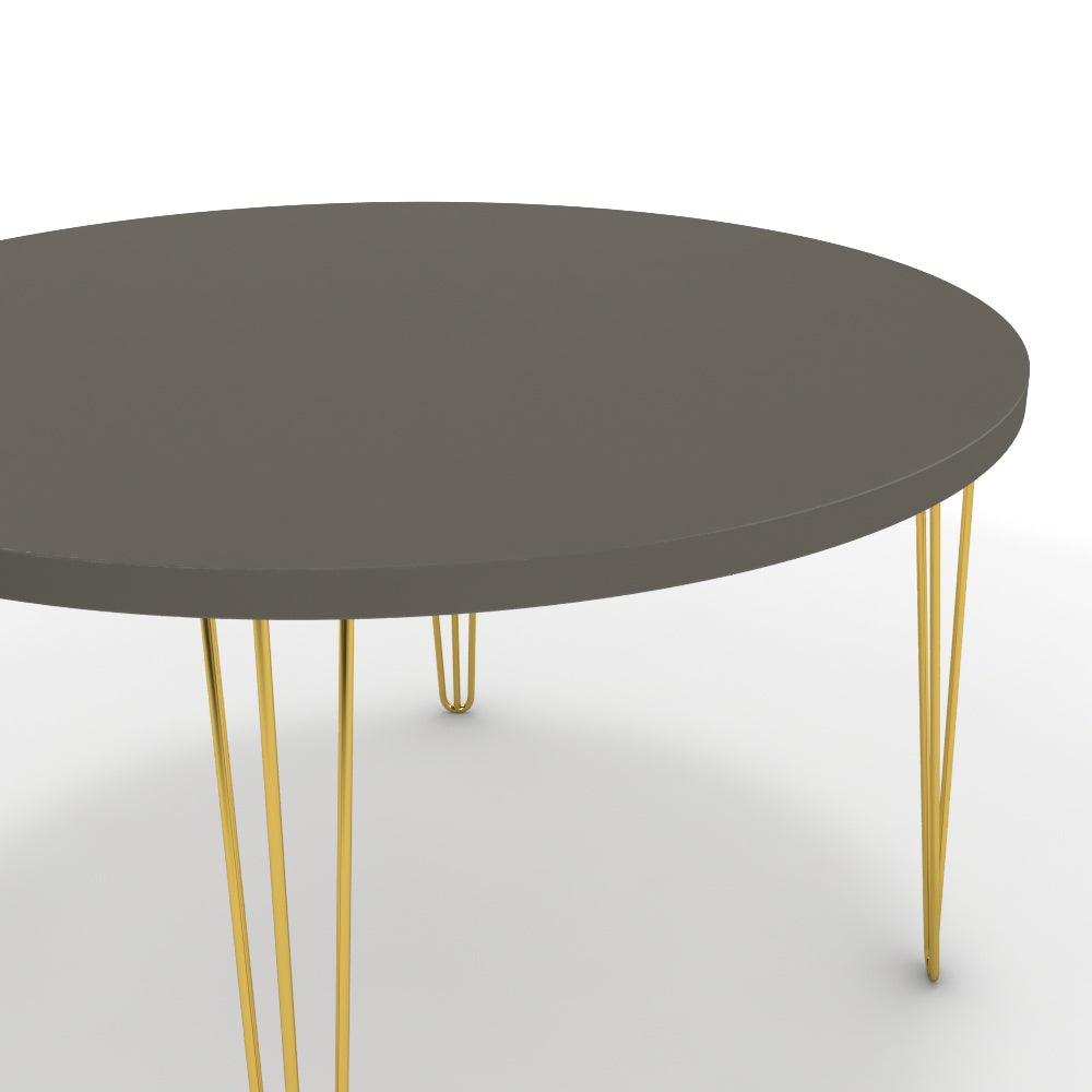 Étkezőasztal, kerek - Linga arany lábbal - Fosszil szürke, méret: 120x120