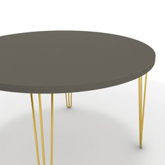 Étkezőasztal, kerek - Linga arany lábbal - Fosszil szürke, méret: 120x120