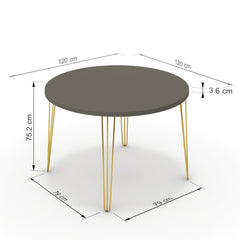 Étkezőasztal, kerek - Linga arany lábbal - Fosszil szürke, méret: 120x120