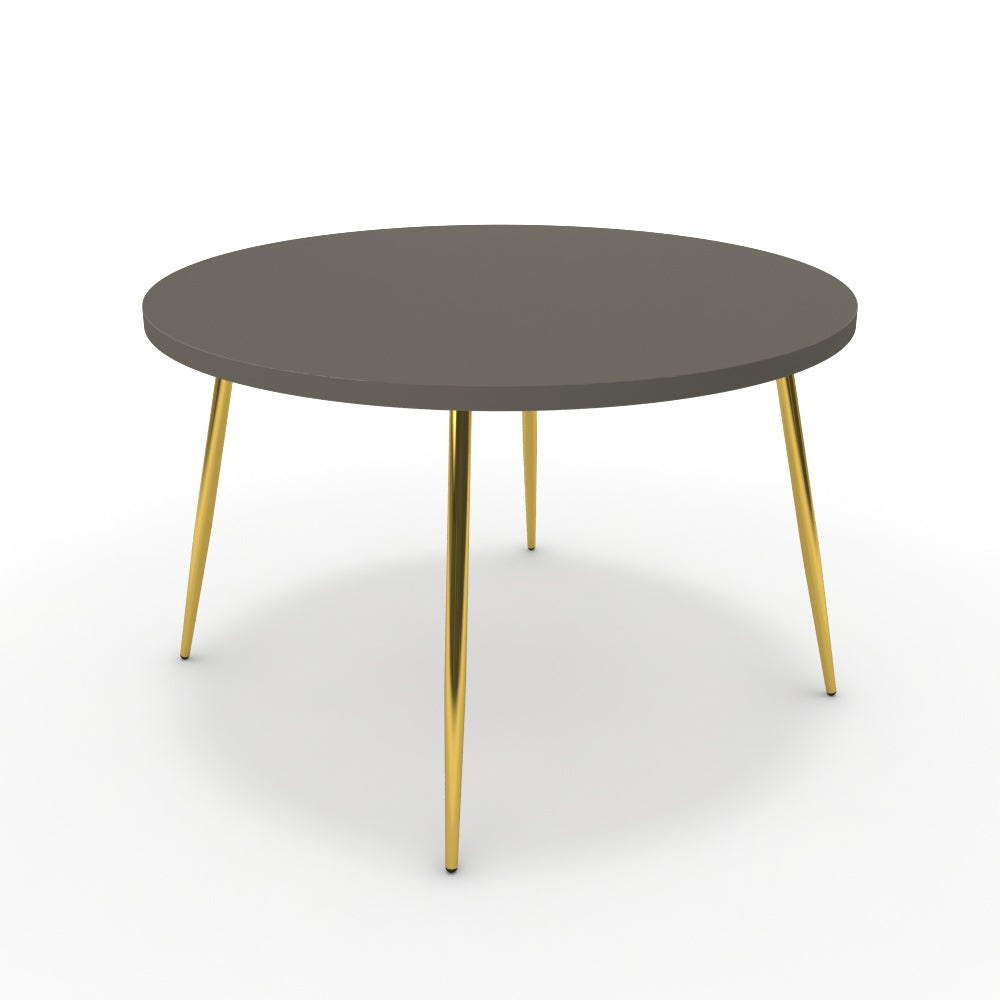 Étkezőasztal, kerek - Manu arany lábbal - Fosszil szürke, méret: 120x120