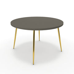 Étkezőasztal, kerek - Manu arany lábbal - Fosszil szürke, méret: 120x120