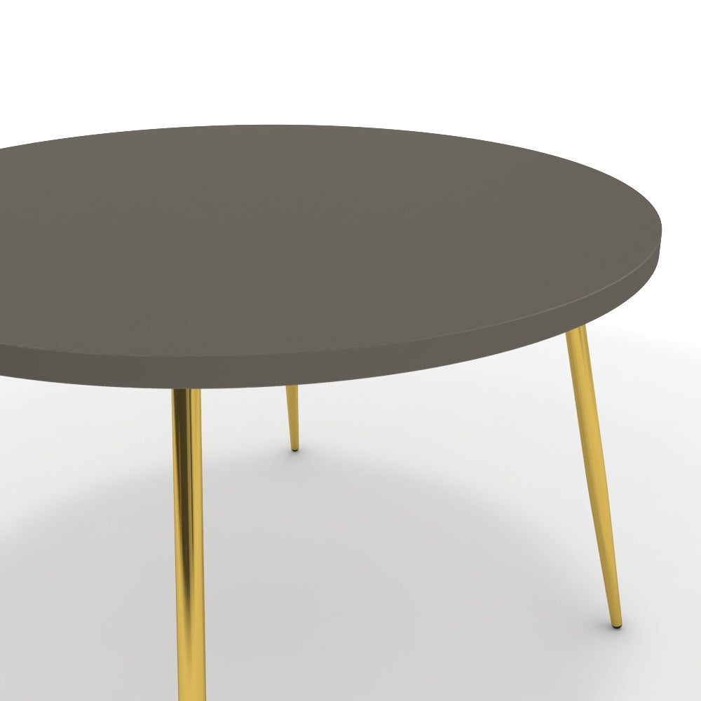 Étkezőasztal, kerek - Manu arany lábbal - Fosszil szürke, méret: 120x120