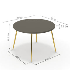 Étkezőasztal, kerek - Manu arany lábbal - Fosszil szürke, méret: 120x120