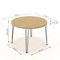 Étkezőasztal, kerek - Linga fekete lábbal - Vicenza tölgy, méret: 120x120