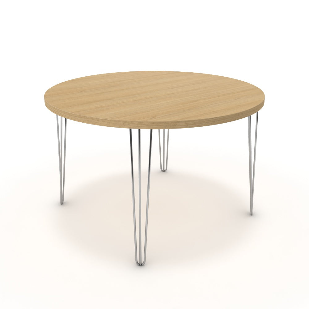 Étkezőasztal, kerek - Linga króm lábbal - Vicenza tölgy, méret: 120x120