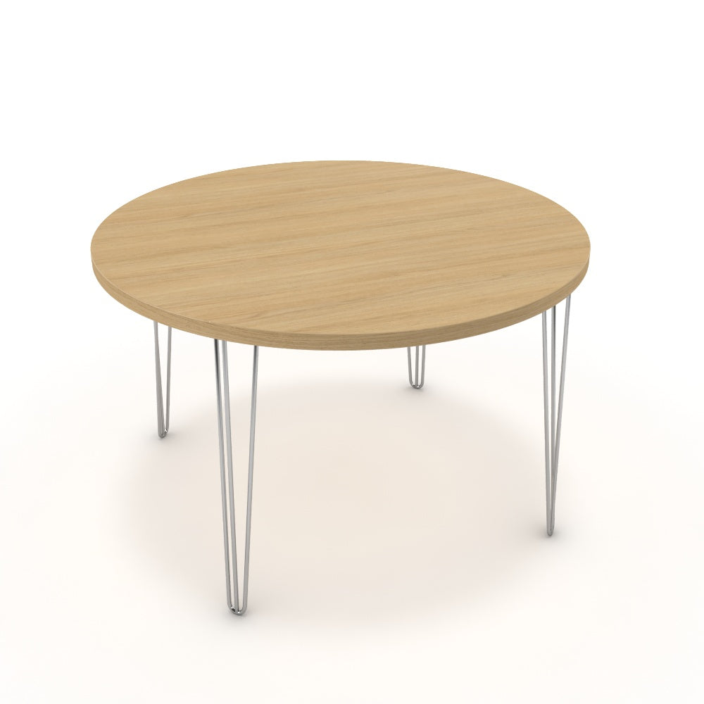 Étkezőasztal, kerek - Linga króm lábbal - Vicenza tölgy, méret: 120x120