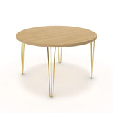 Étkezőasztal, kerek - Linga arany lábbal - Vicenza tölgy, méret: 120x120