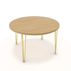 Étkezőasztal, kerek - Linga arany lábbal - Vicenza tölgy, méret: 120x120