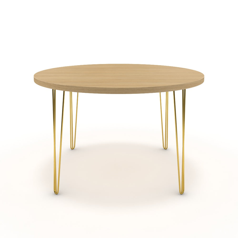 Étkezőasztal, kerek - Linga arany lábbal - Vicenza tölgy, méret: 120x120