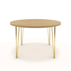Étkezőasztal, kerek - Linga arany lábbal - Vicenza tölgy, méret: 120x120