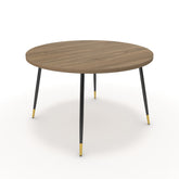 Étkezőasztal, kerek - Manu fekete és arany lábbal - Világos rauna szil, méret: 120x120