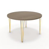 Étkezőasztal, kerek - Linga arany lábbal - Szürke Vicenza tölgy, méret: 120x120