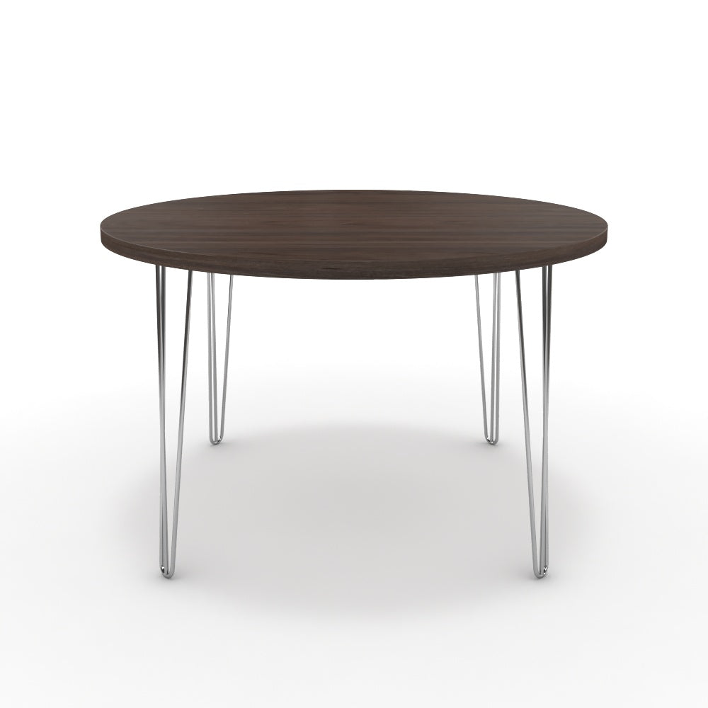 Étkezőasztal, kerek - Linga króm lábbal - Sötét rauna szil, méret: 120x120
