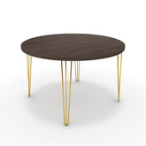 Étkezőasztal, kerek - Linga arany lábbal - Sötét rauna szil, méret: 120x120