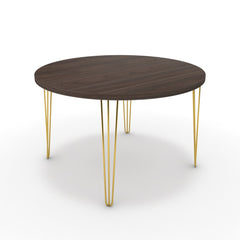 Étkezőasztal, kerek - Linga arany lábbal - Sötét rauna szil, méret: 120x120